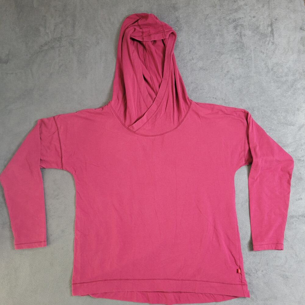 Dickies Hooded Shirt Womens Size Large Pink‎ Comfort Stretch Long Sleeve Pull On